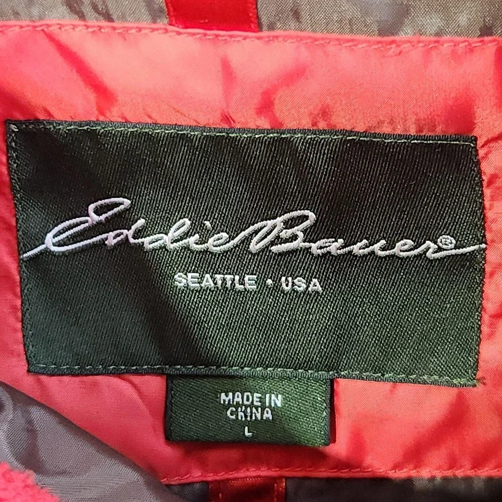 Eddie Bauer Vest Womens Large Red Quilted Puffer Full Zip Outdoor Warm Casual - Picture 2 of 7